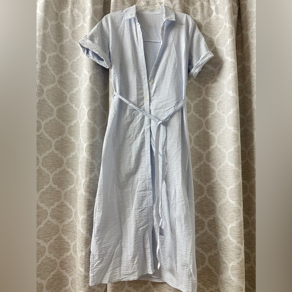 Light Blue Button-Up Midi Dress